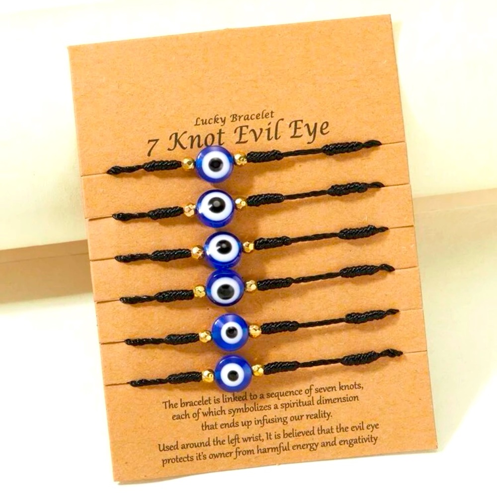 7 Knot Evil Eye Bracelet (Black)